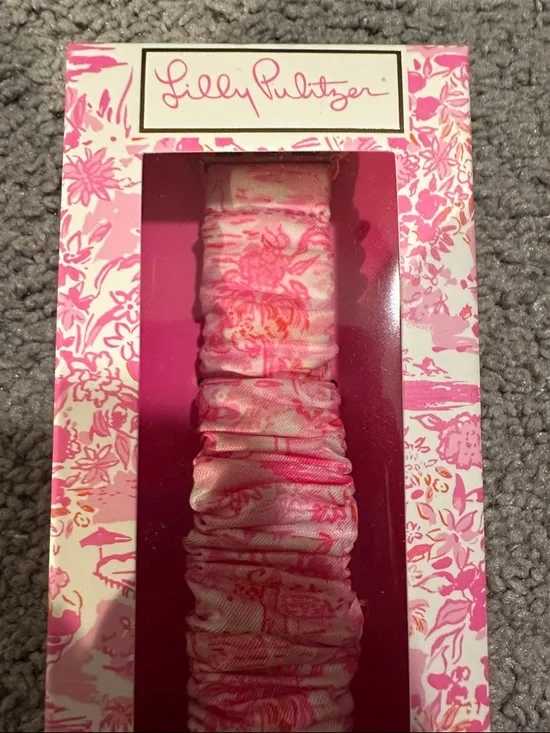 Lilly Pulitzer Pink Floral Scrunchie Apple Watch Band - Picture 2 of 4
